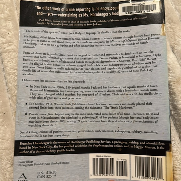 Mistresses of Mayhem : The Book of Women Criminals by Francine Hornberger (2002, - Picture 2 of 2